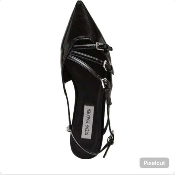 Steve Madden Peony Black Pointed Toe Strappy Slingback Flats Size 8 - Brand New! - Picture 4 of 13